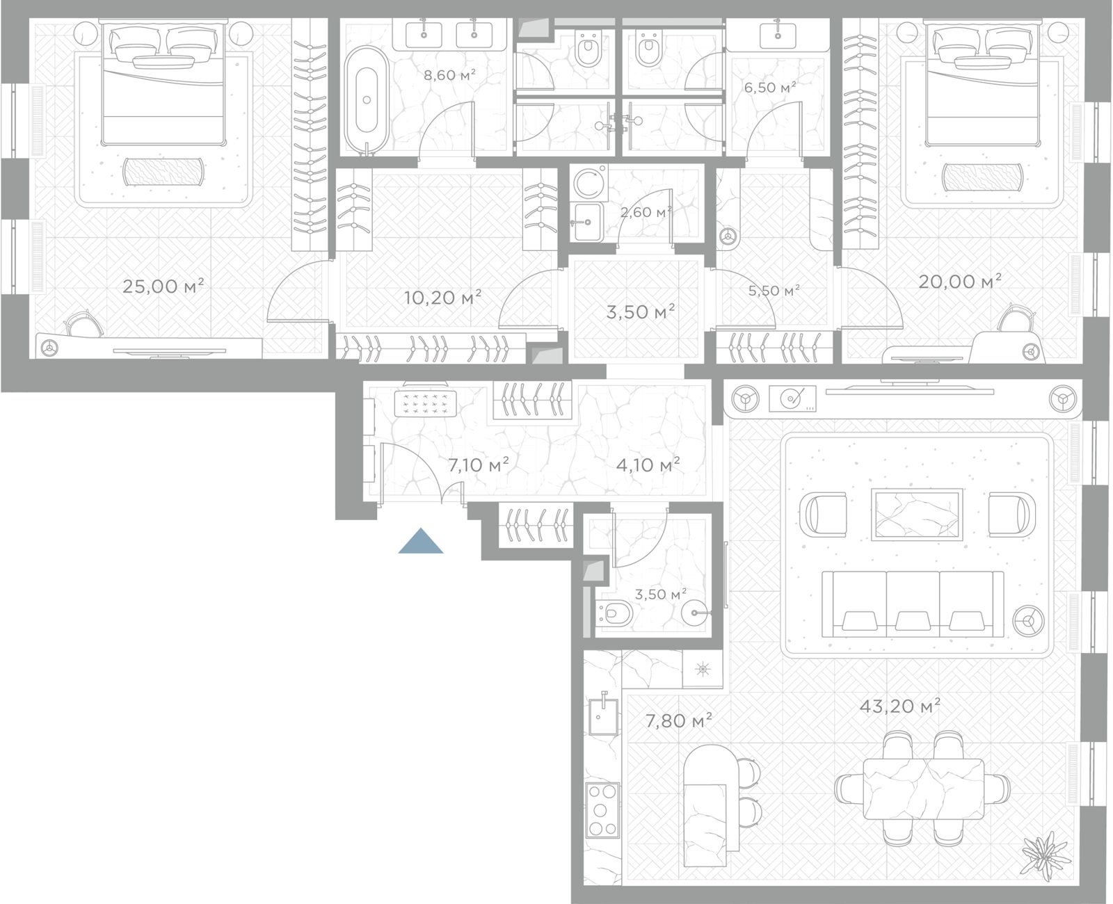 2-комнатная квартира, 147,6 м²