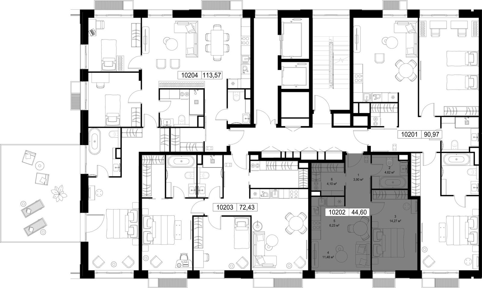 1-комнатная квартира, 44,6 м² — фото 3
