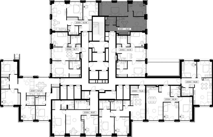 2-комнатная квартира, 60,8 м² — фото 2