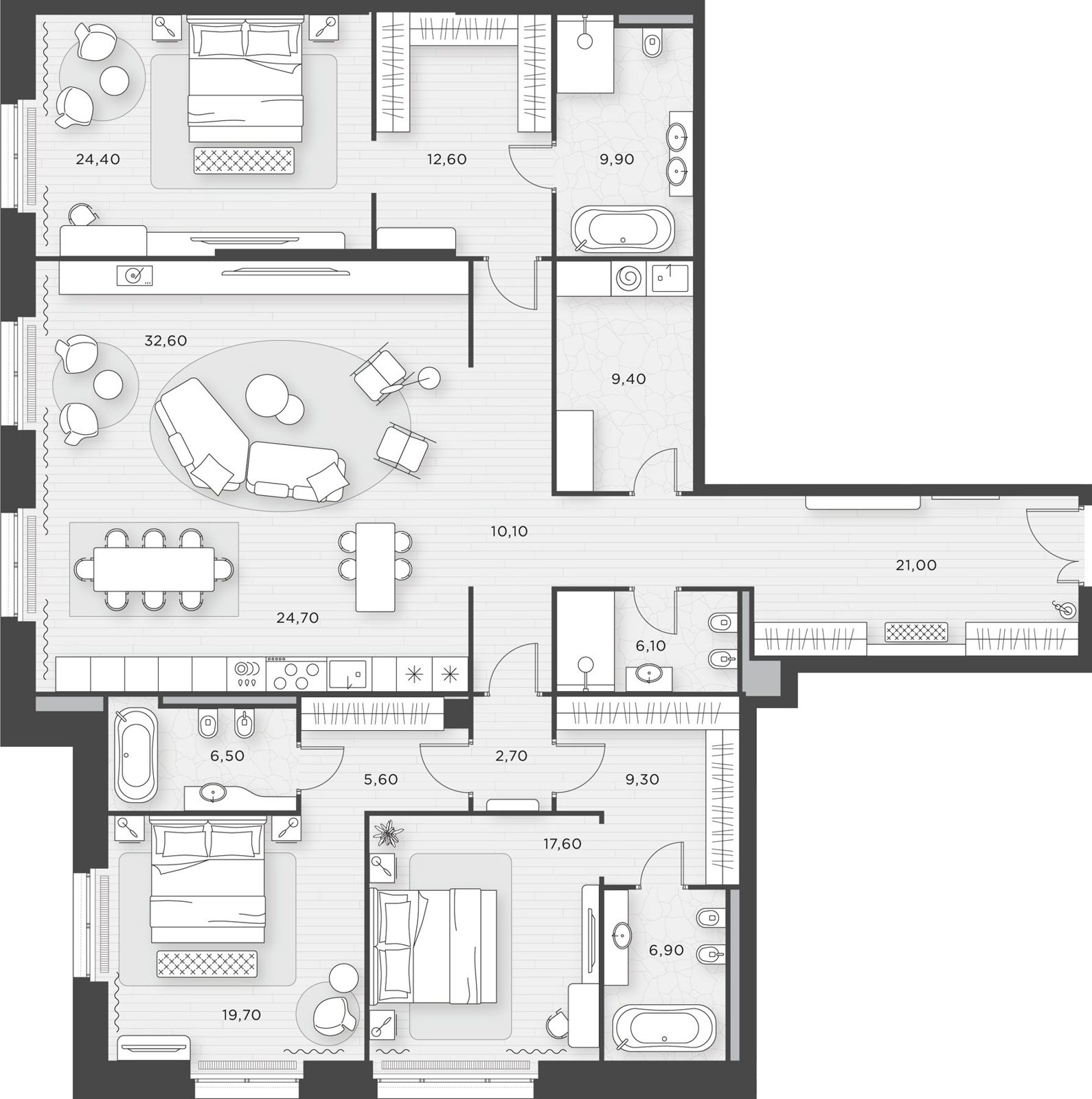 3-комнатная квартира, 219,1 м²