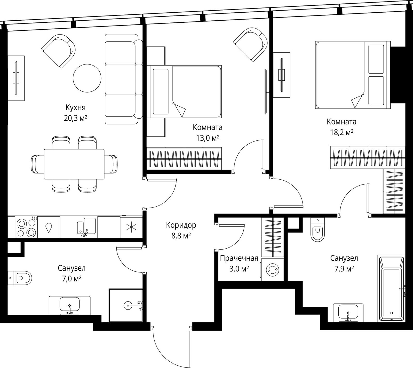 2-комнатная квартира, 78,2 м²