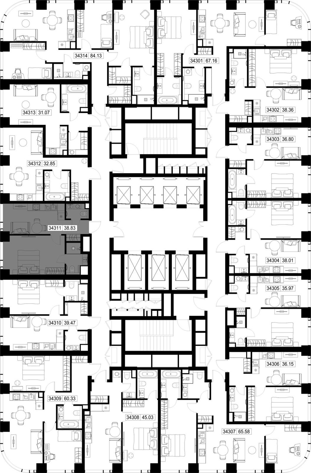 1-комнатная квартира, 38,8 м² — фото 2
