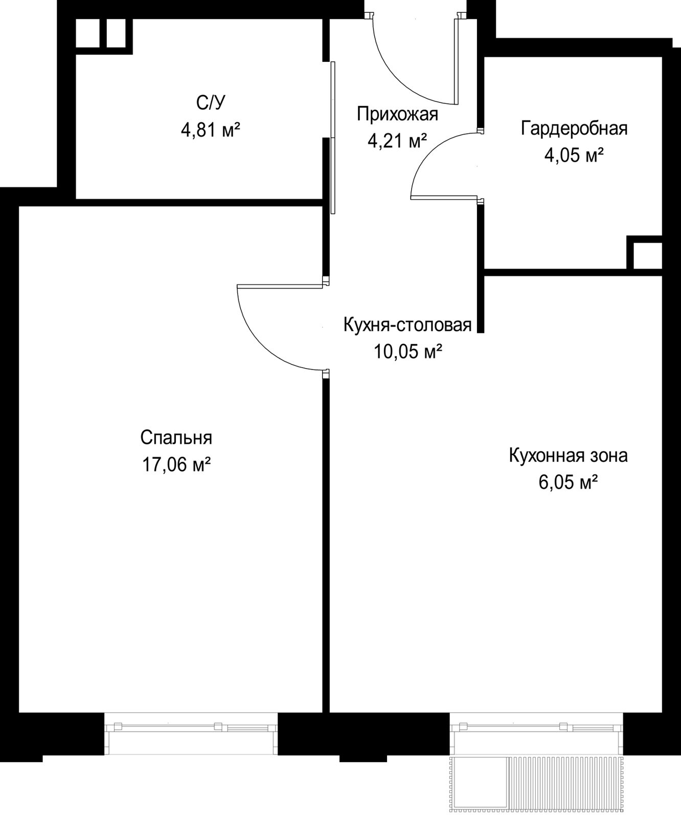 1-комнатная квартира, 46,2 м² — фото 2