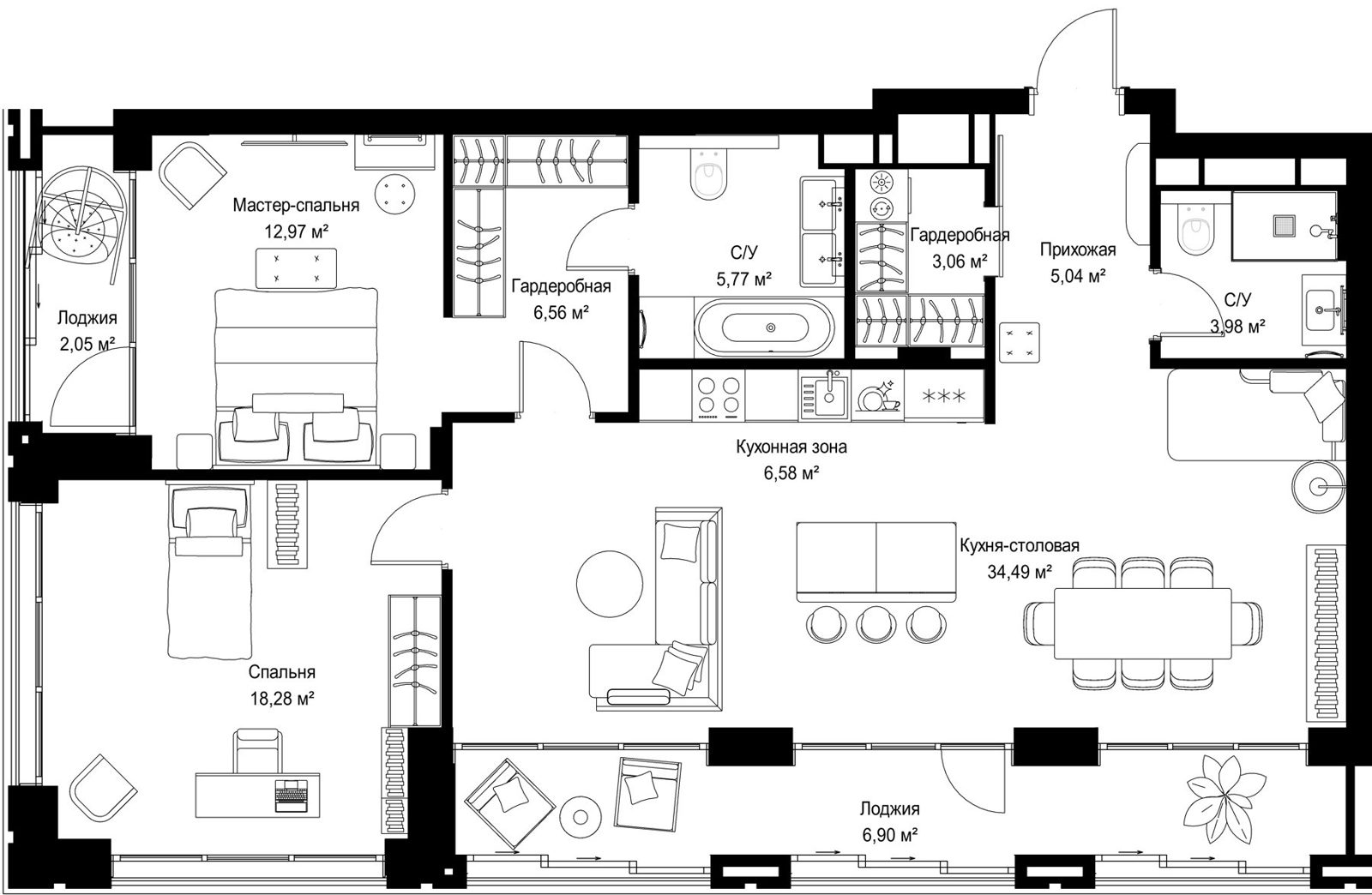 2-комнатная квартира, 105,7 м²