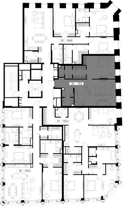 1-комнатная квартира, 79,5 м² — фото 2