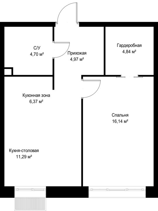 1-комнатная квартира, 48,3 м² — фото 2