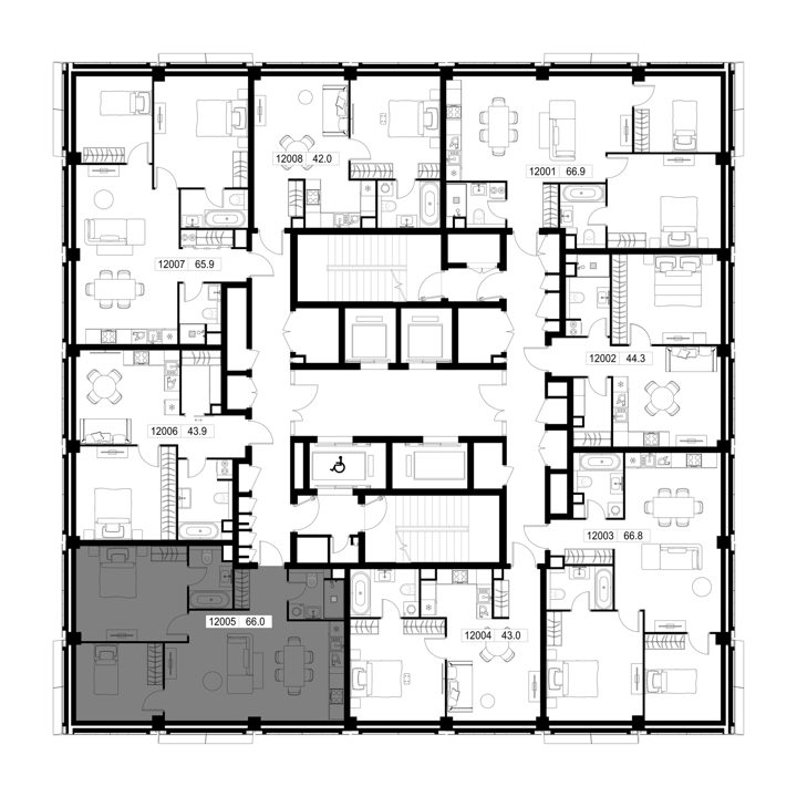 2-комнатная квартира, 66 м² — фото 2
