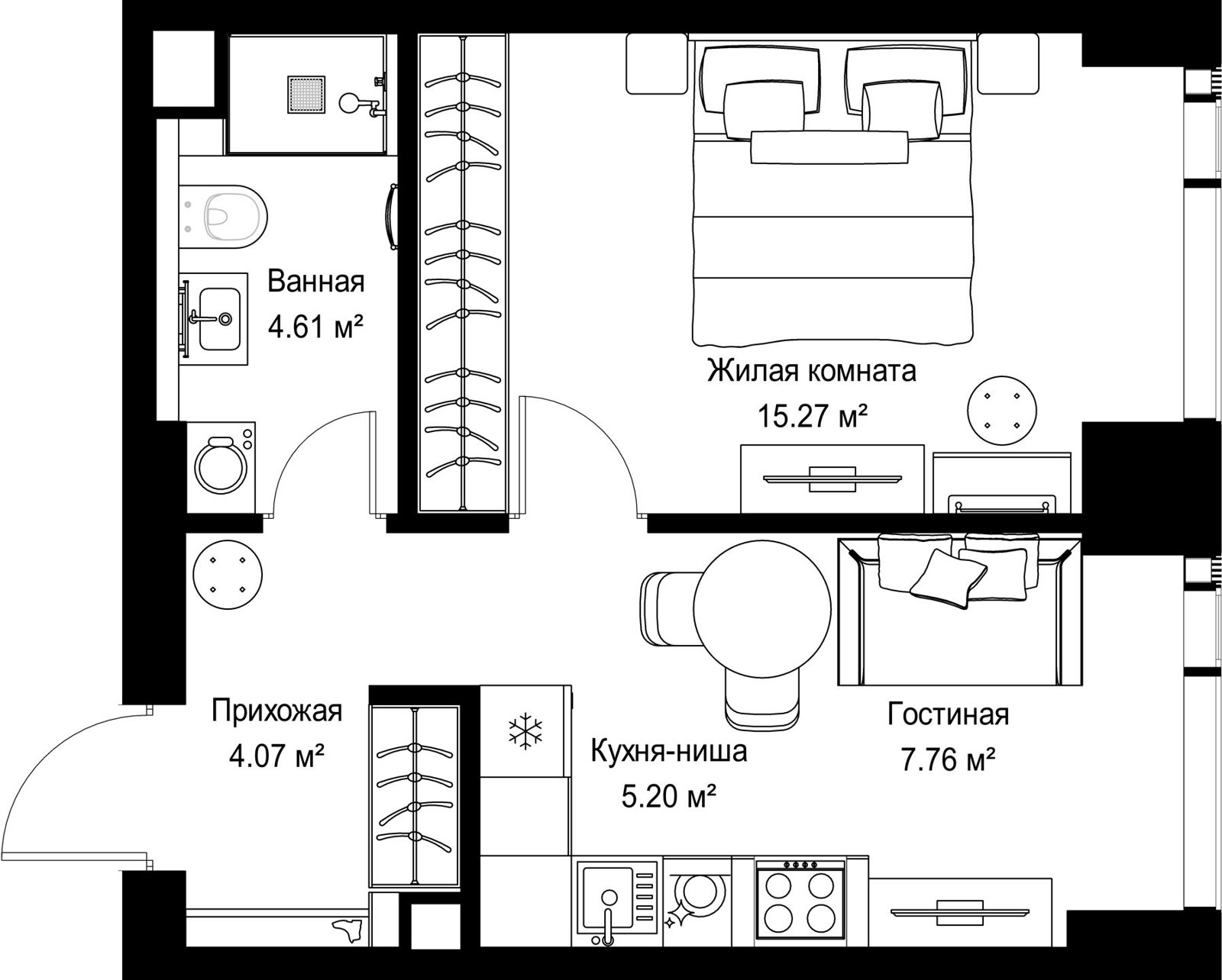 1-комнатная квартира, 36,9 м²