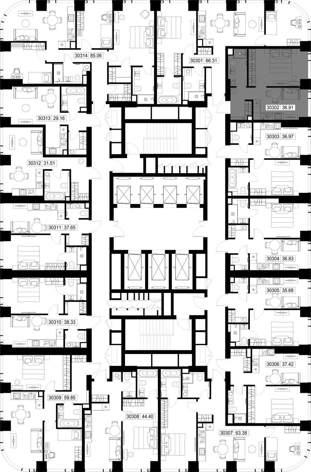 1-комнатная квартира, 36,9 м² — фото 2