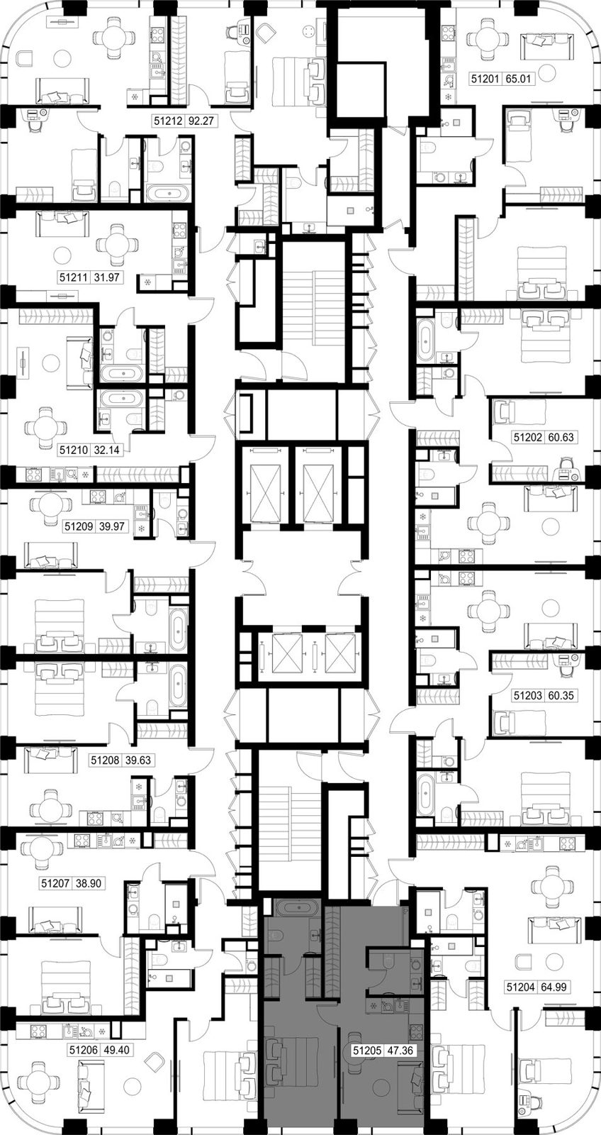 1-комнатная квартира, 47,4 м² — фото 2