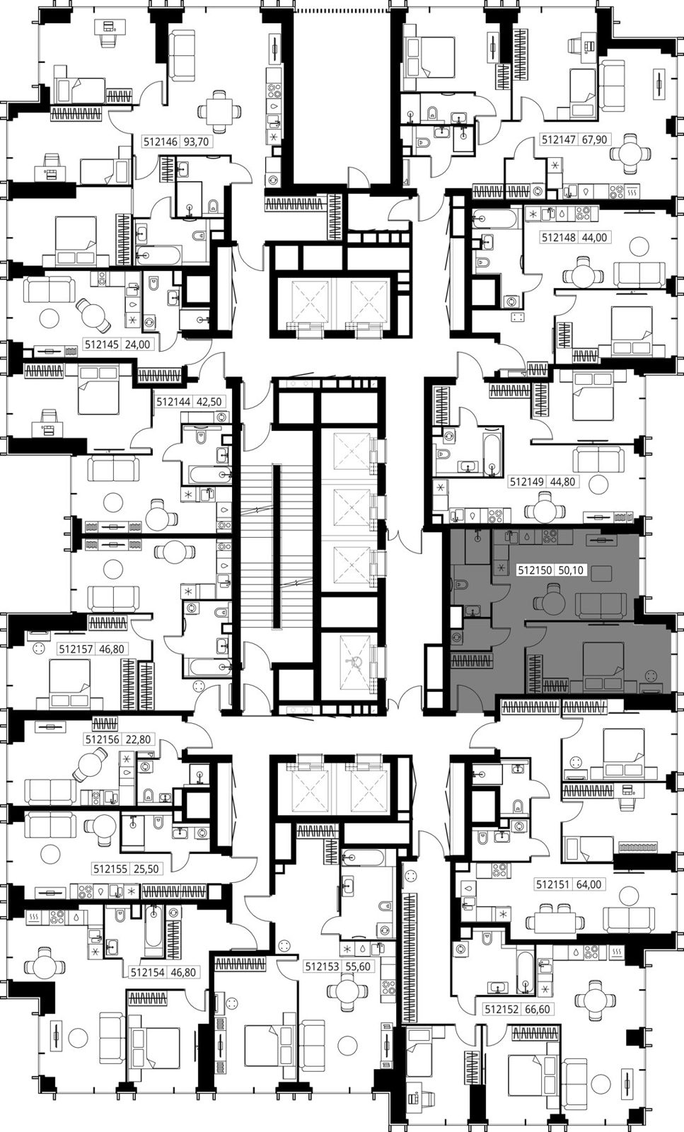 1-комнатная квартира, 50,1 м² — фото 2