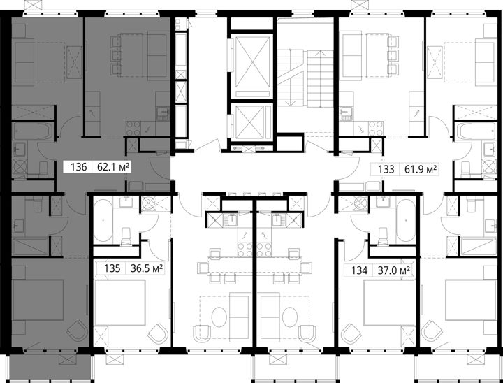 2-комнатная квартира, 62,1 м² — фото 2