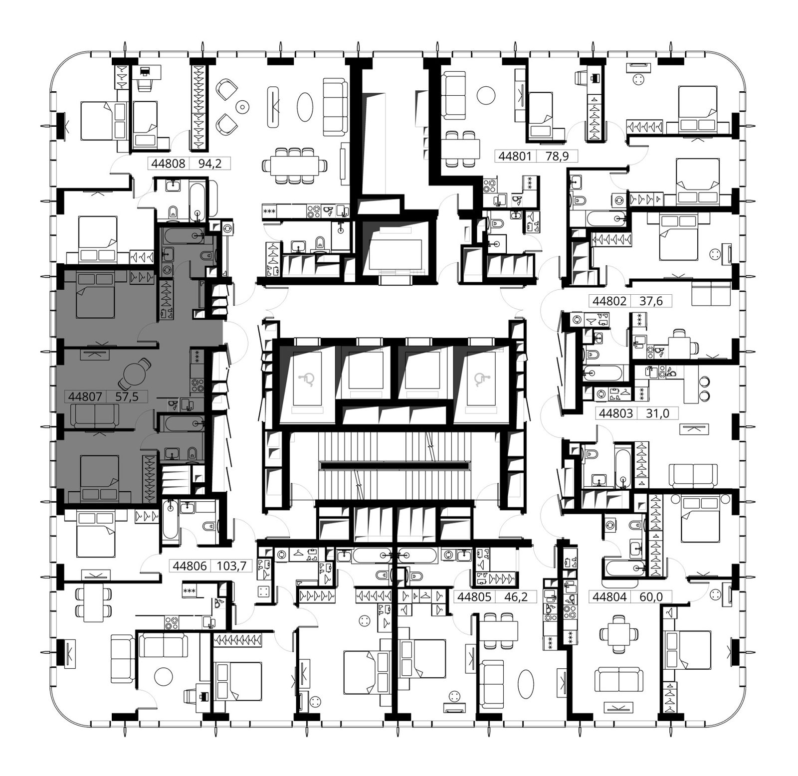 2-комнатная квартира, 57,5 м² — фото 2