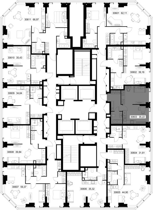 1-комнатная квартира, 35,2 м² — фото 3