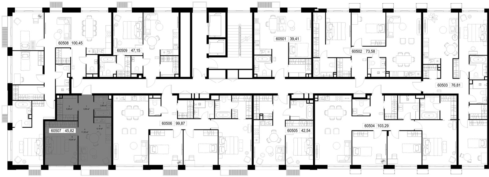 1-комнатная квартира, 45,8 м² — фото 2