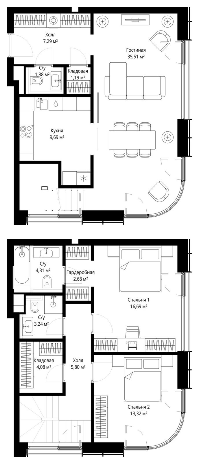 3-комнатная квартира, 104,6 м²