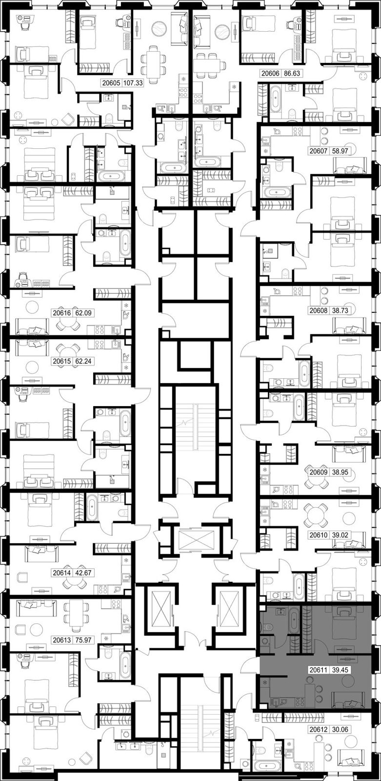1-комнатная квартира, 39,5 м² — фото 2