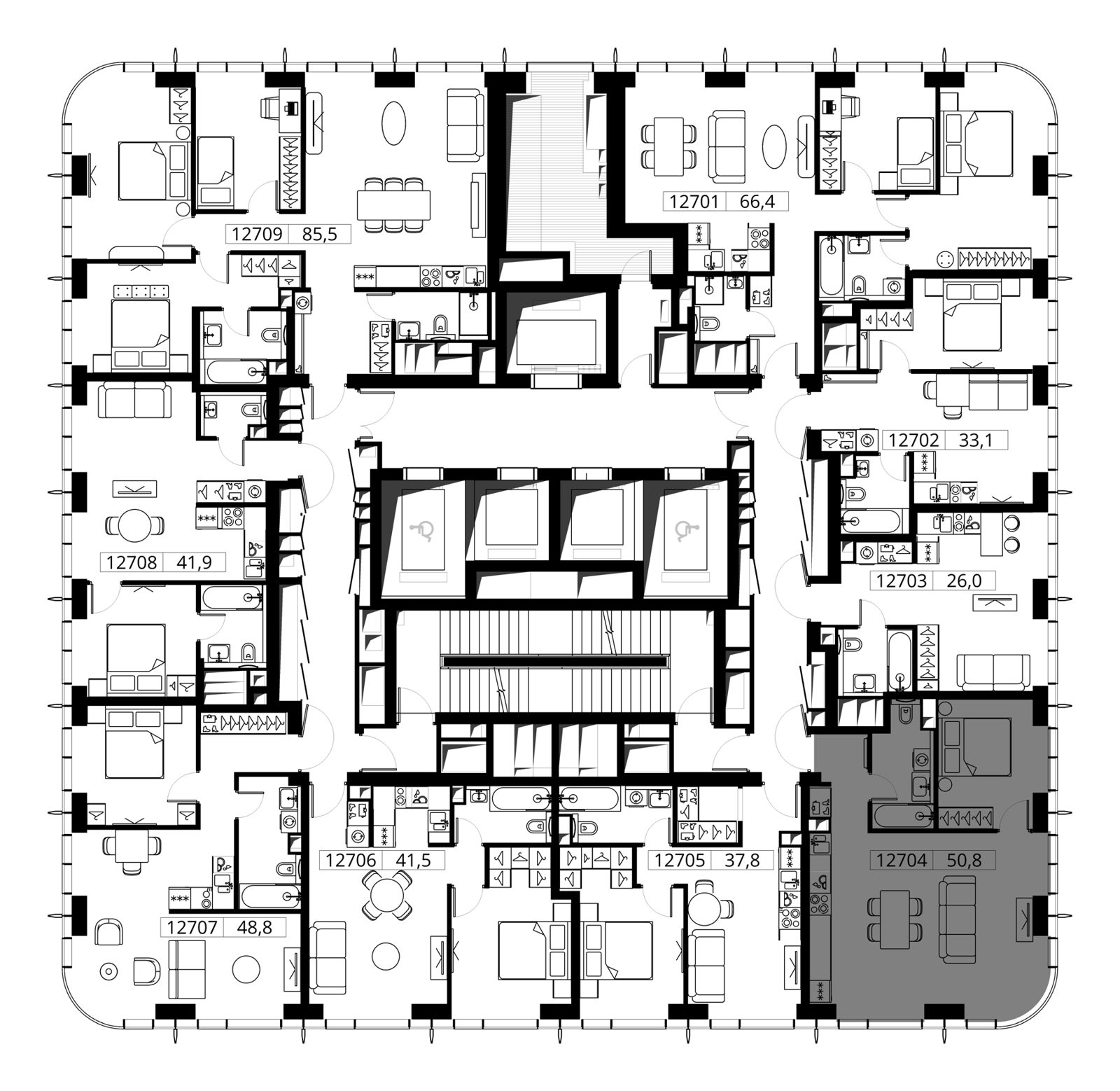 1-комнатная квартира, 50,8 м² — фото 2