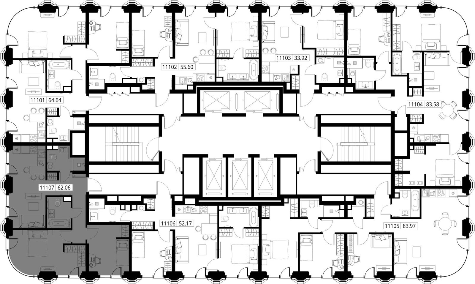 2-комнатная квартира, 62,2 м² — фото 2