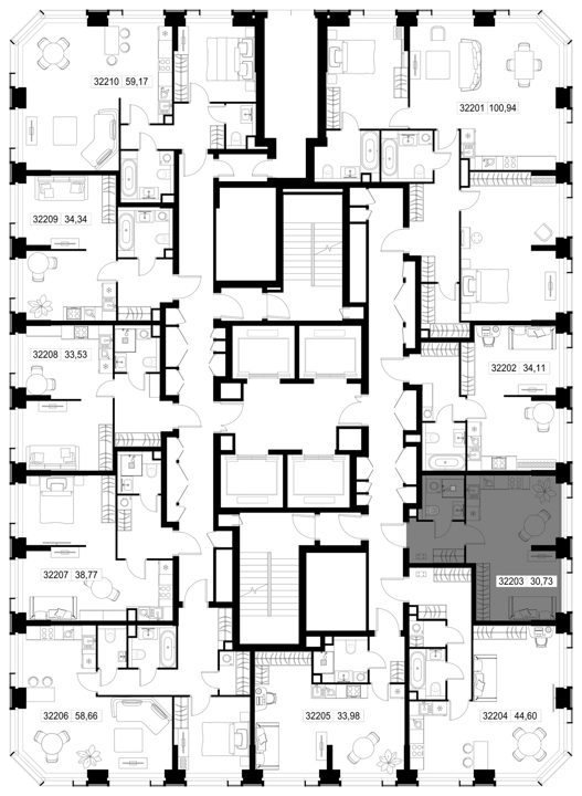 1-комнатная квартира, 30,7 м² — фото 2