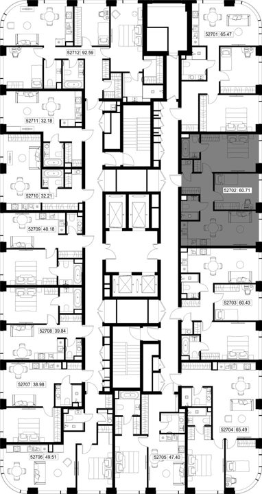 2-комнатная квартира, 60,7 м² — фото 2