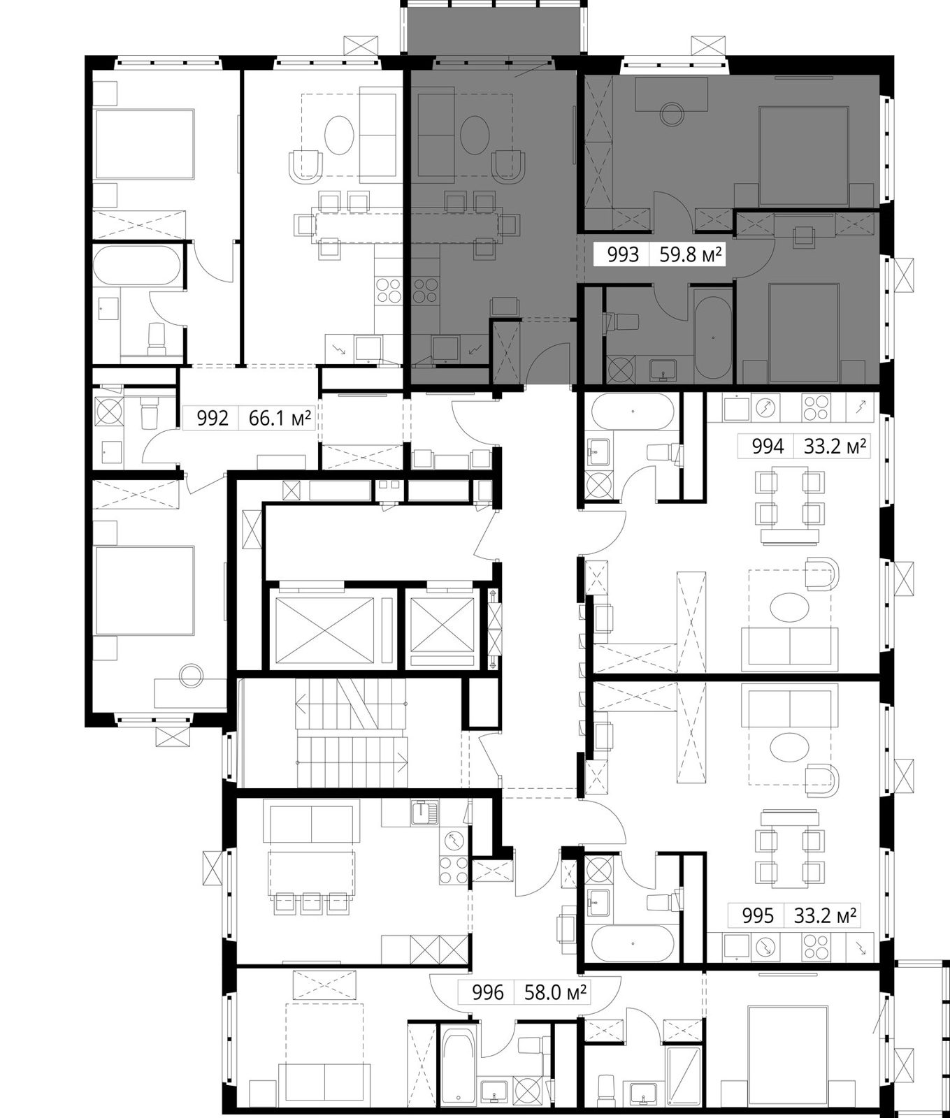 2-комнатная квартира, 59,8 м² — фото 2