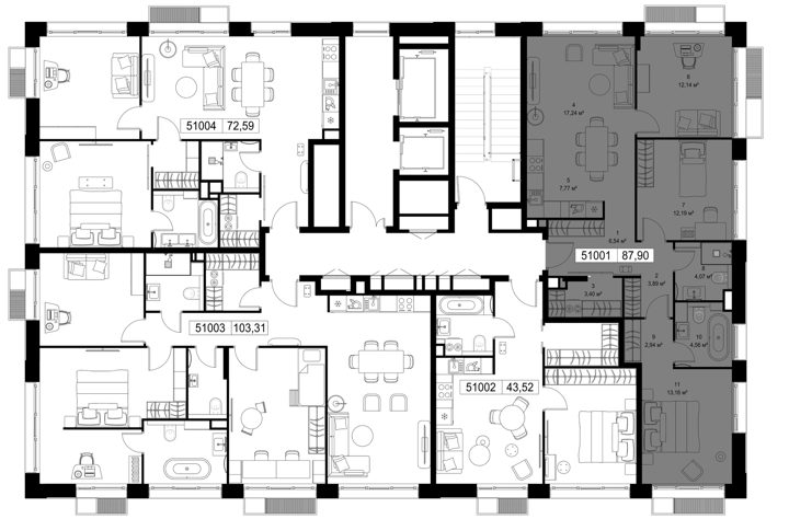 3-комнатная квартира, 87,9 м² — фото 2