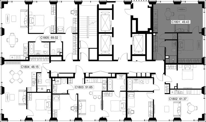1-комнатная квартира, 49,3 м² — фото 2