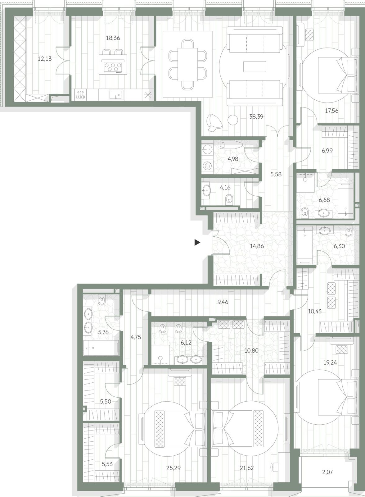 4-комнатная квартира, 262,8 м²