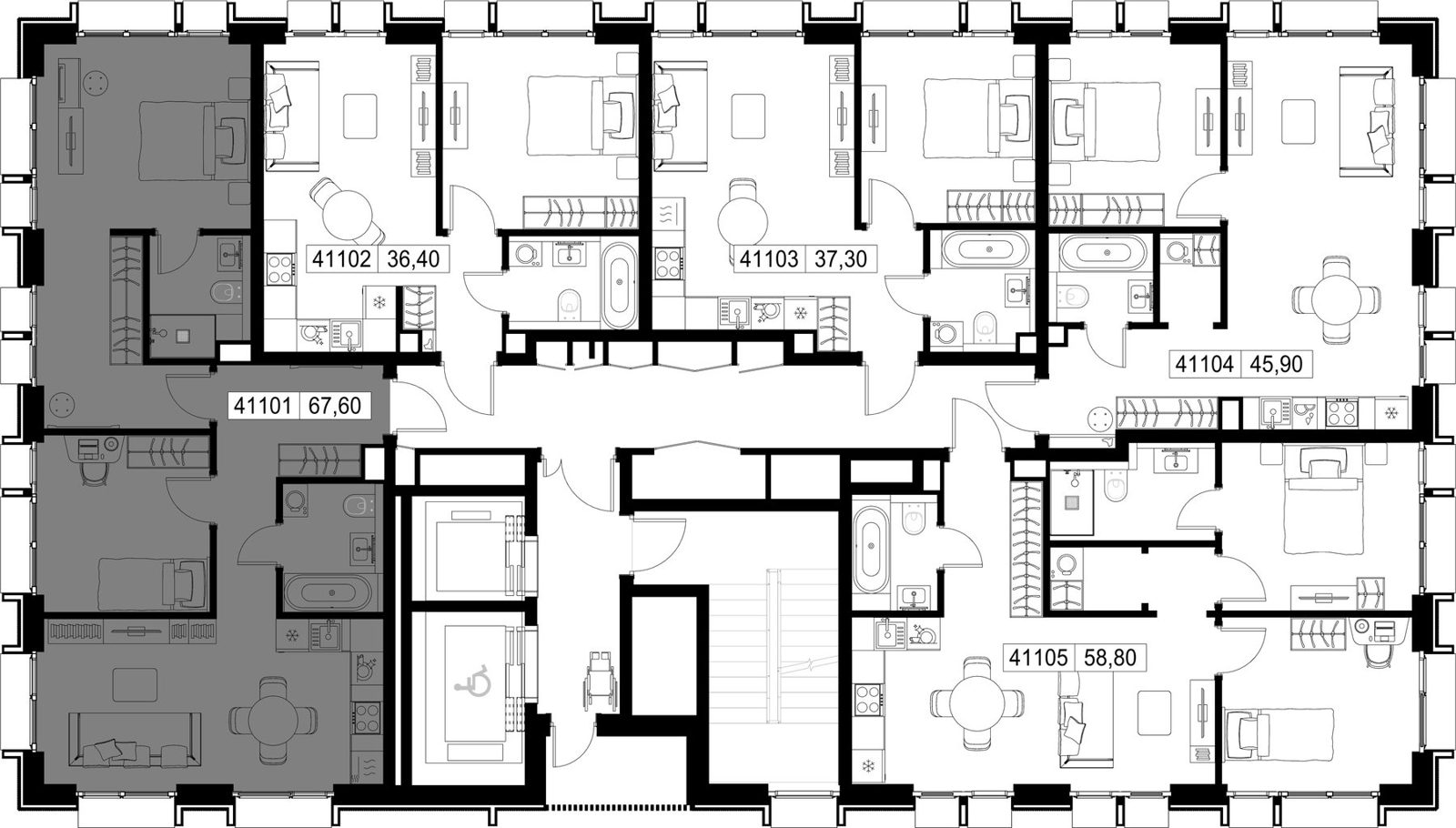 2-комнатная квартира, 67,6 м² — фото 2