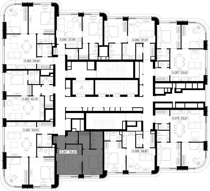 1-комнатная квартира, 39,2 м² — фото 2