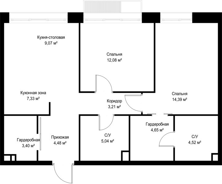 2-комнатная квартира, 68,2 м² — фото 2