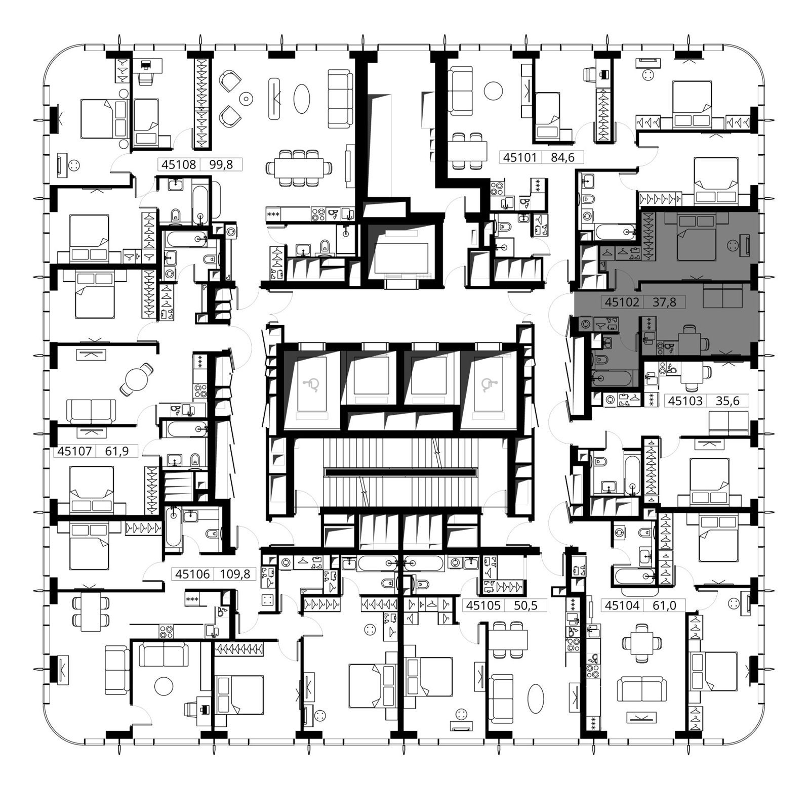 1-комнатная квартира, 37,8 м² — фото 2