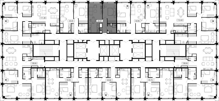 1-комнатная квартира, 43,8 м² — фото 2