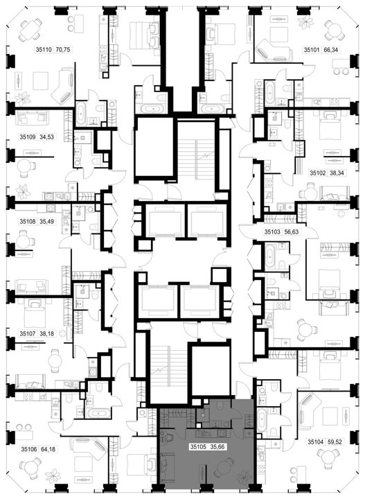 1-комнатная квартира, 35,7 м² — фото 2