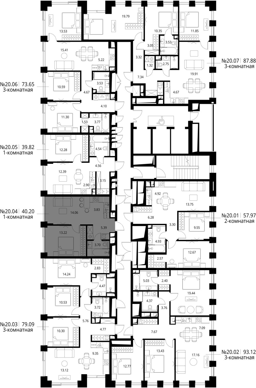 1-комнатная квартира, 40,2 м² — фото 2