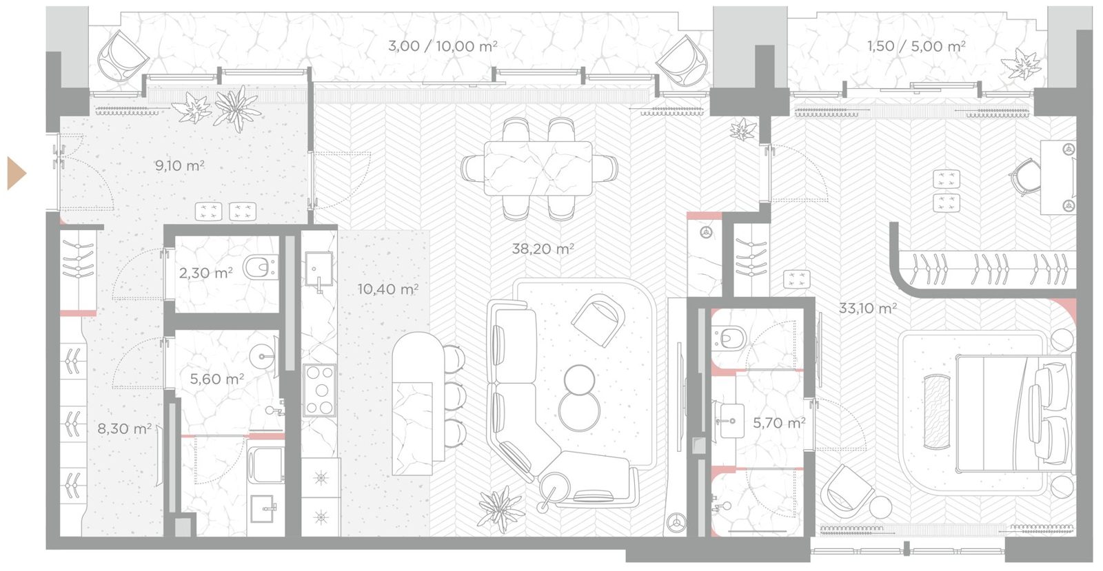 3-комнатная квартира, 117,2 м²