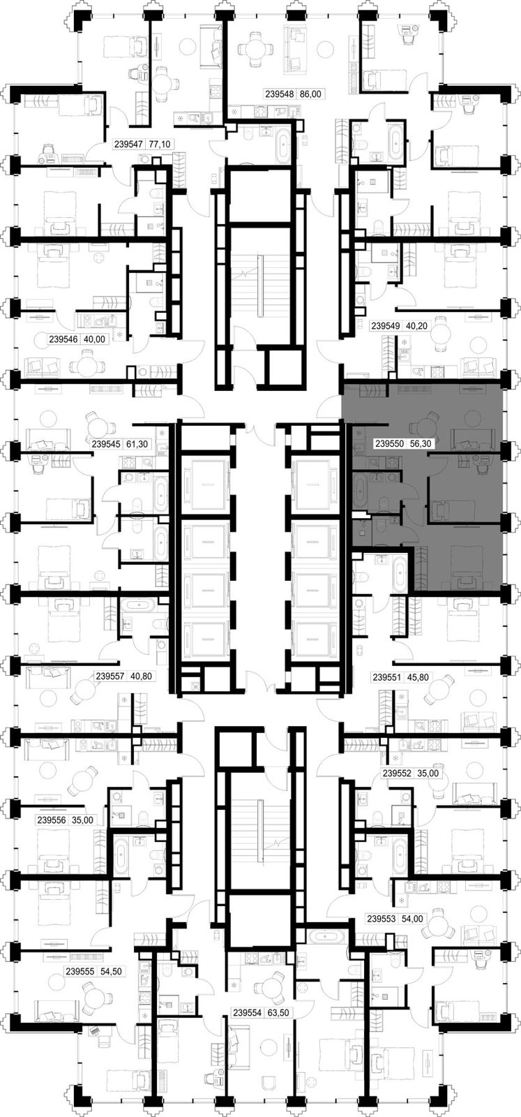 2-комнатная квартира, 56,3 м² — фото 2