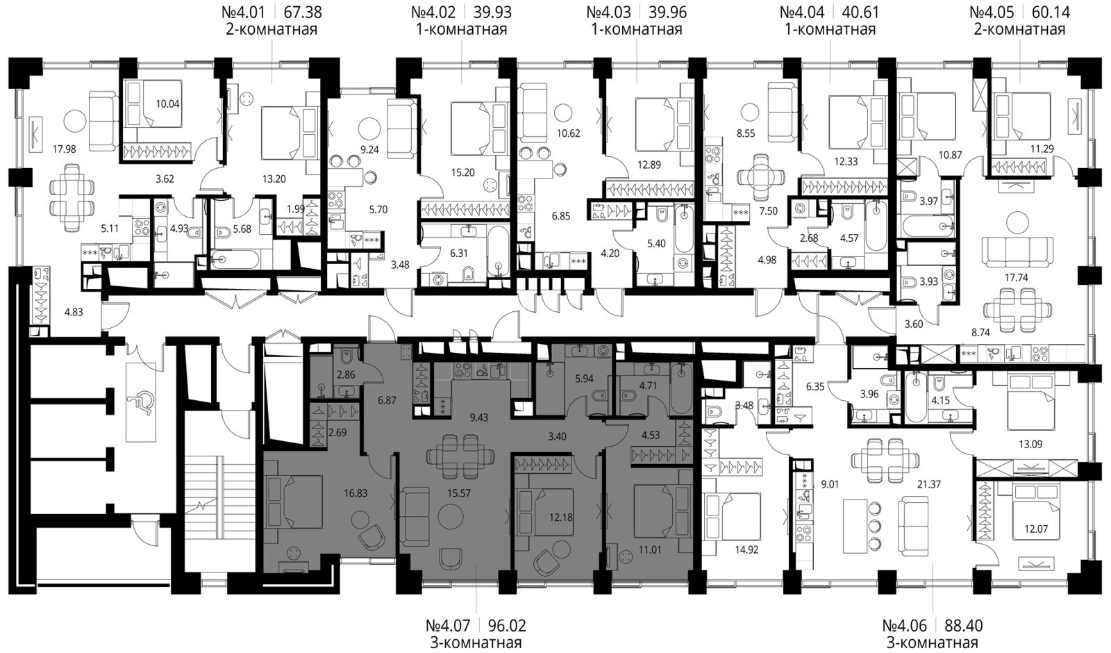 3-комнатная квартира, 96 м² — фото 2