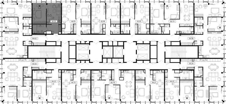 1-комнатная квартира, 43,9 м² — фото 2