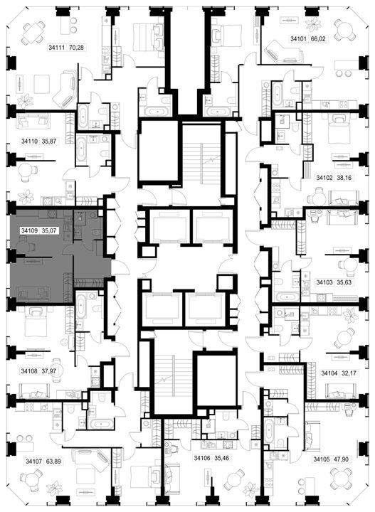 1-комнатная квартира, 35,1 м² — фото 3