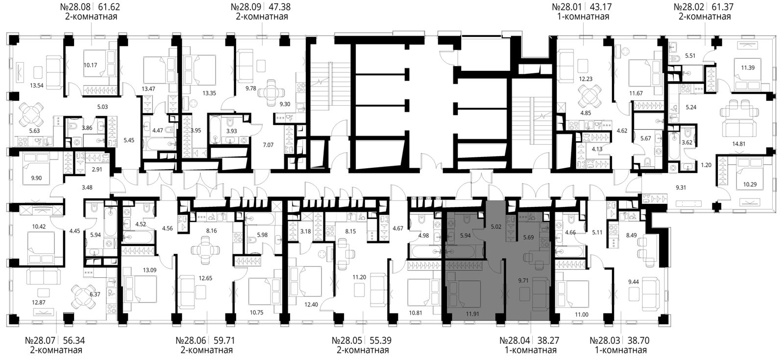 1-комнатная квартира, 38,3 м² — фото 2
