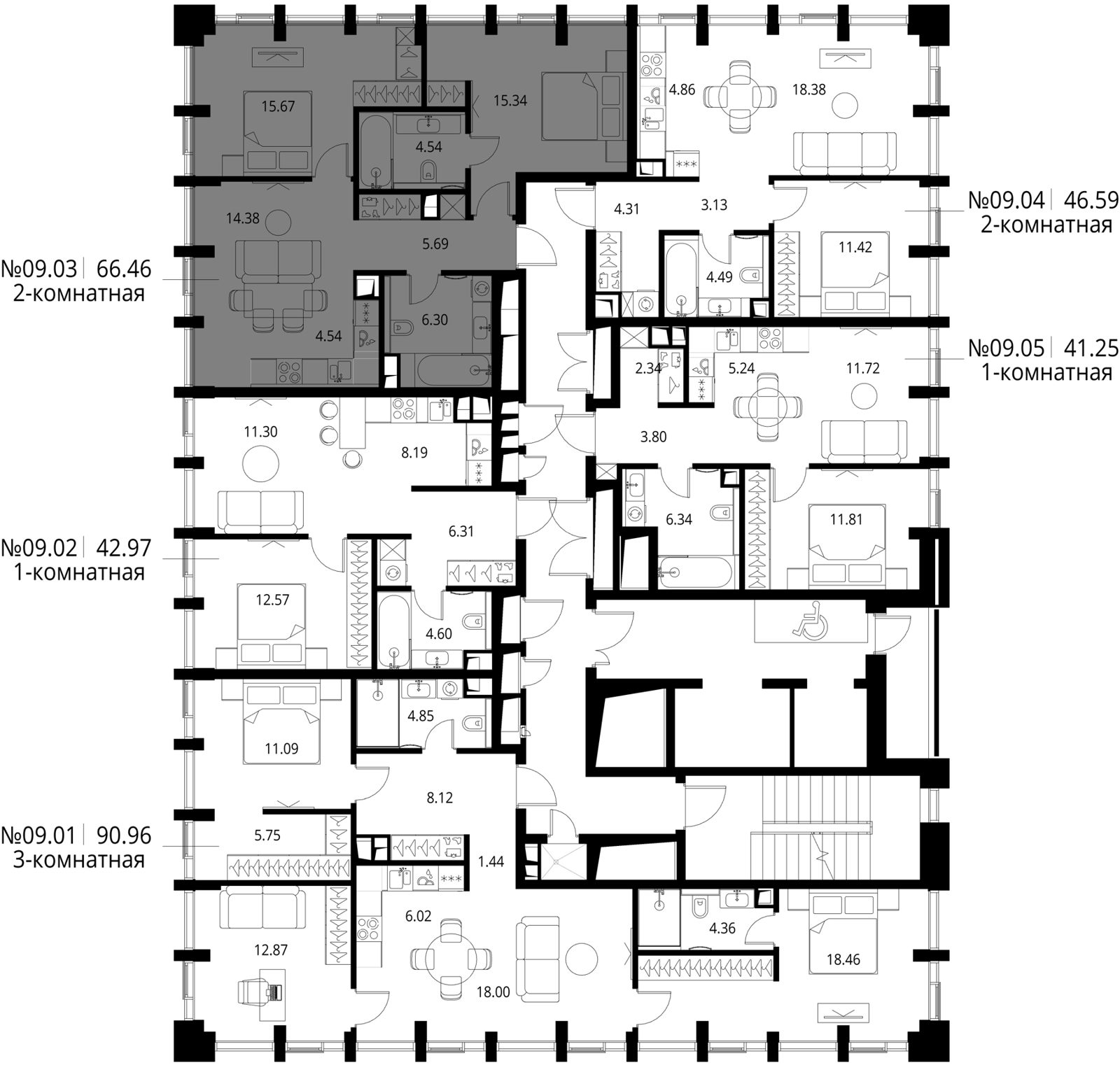 2-комнатная квартира, 66,5 м² — фото 2