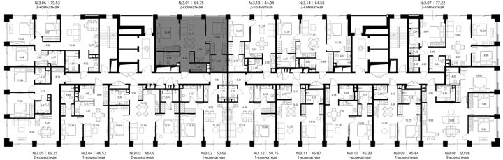 2-комнатная квартира, 64,8 м² — фото 2