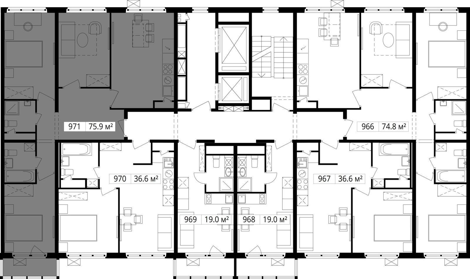 3-комнатная квартира, 75,9 м² — фото 2