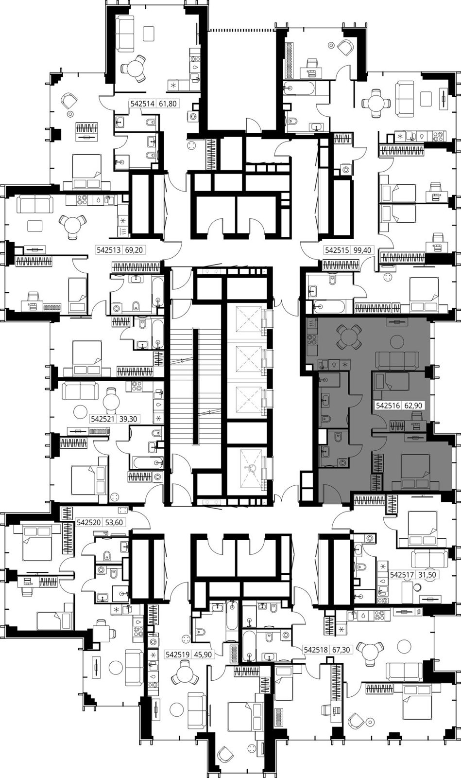 2-комнатная квартира, 62,9 м² — фото 2