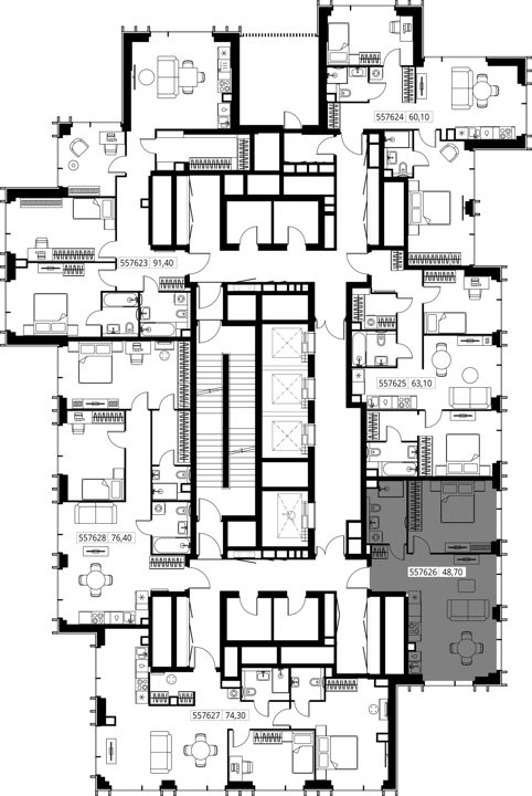 1-комнатная квартира, 48,7 м² — фото 2