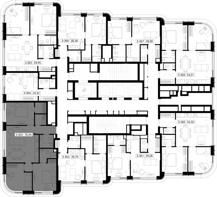 3-комнатная квартира, 76,9 м² — фото 2