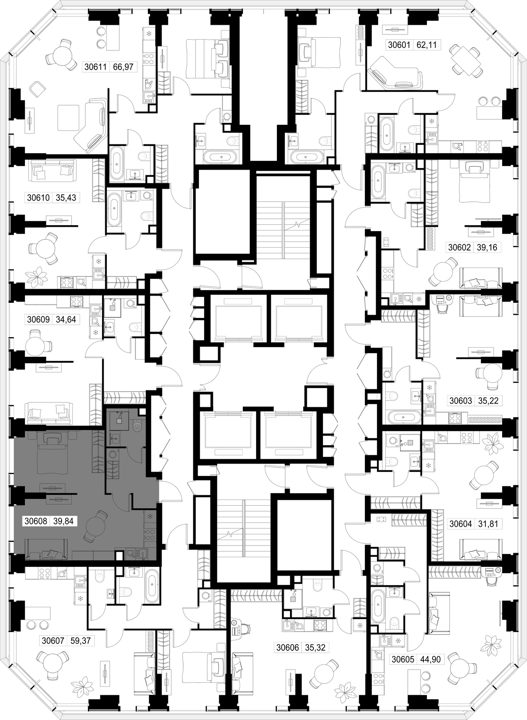 1-комнатная квартира, 39,8 м² — фото 3