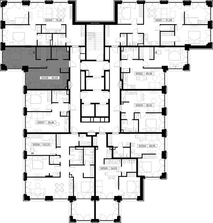 1-комнатная квартира, 49,1 м² — фото 2